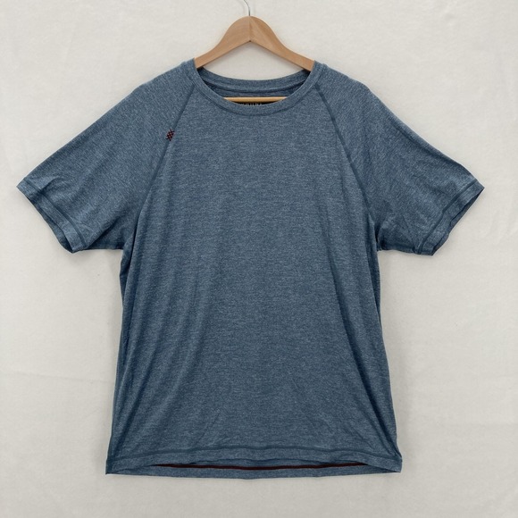 Rhone Reign Shirt Mens Large Blue Heather Performance Stretch Athletic Workout - Picture 1 of 12